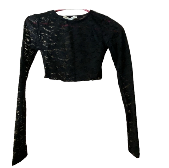 NWT Urban Outfitters Danica Lace Sheer Long Sleeve Top in Black - Picture 5 of 7